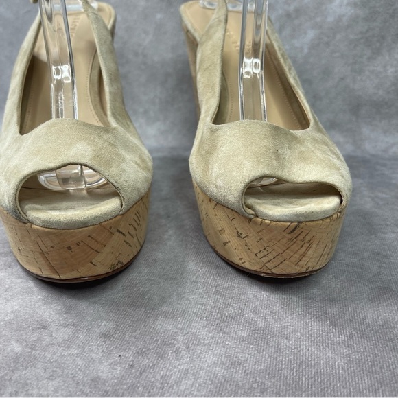 Veronica Beard Dali Suede Wedge Cork Sandals In Beige Color Size 10 - Picture 7 of 9